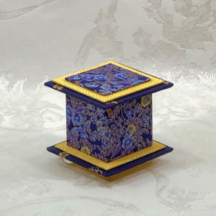 Mustard Flowers on Purple Washi Covered Box, 3"x3" (brim to brim); 3.38" tall picture