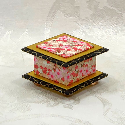 Pink Bouquet Washi Covered Box, 3"x3" (brim to brim); 2" tall picture