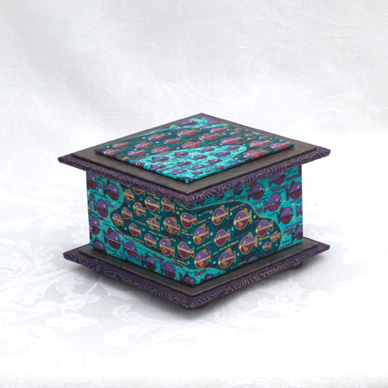 Pisces Washi Covered Box, 4.5"x 4.5" (brim to brim); 3.25" tall picture