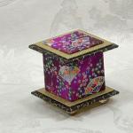 Purple Fan Washi Covered Box, 3"x3" (brim to brim); 3.38" tall