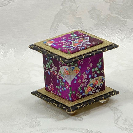 Purple Fan Washi Covered Box, 3"x3" (brim to brim); 3.38" tall picture