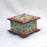Vintage Washi Covered Box, 4.5"x 4.5" (brim to brim); 3.25" tall