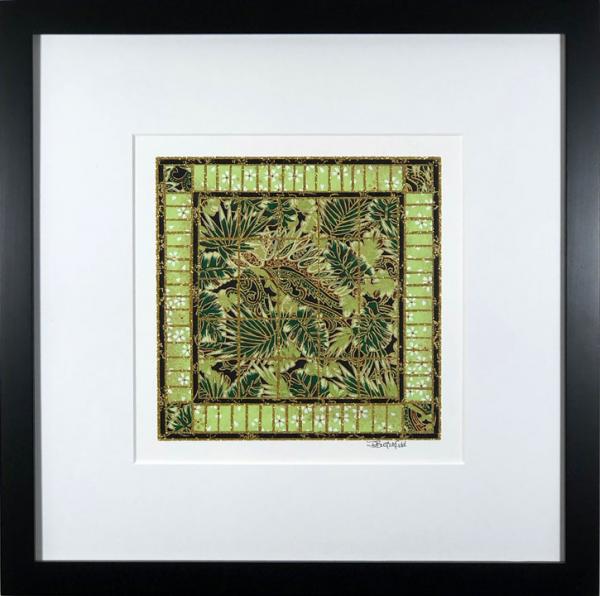 Jungle - 12.5" x 12.5" Framed, Matted Washi Mosaic