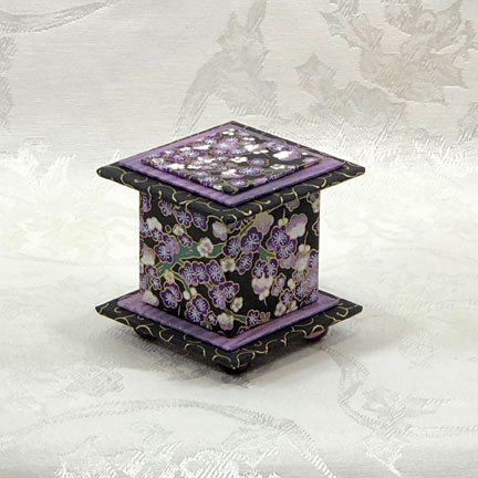 Purple Cherry Washi Covered Box, 3"x3" (brim to brim); 3.38" tall
