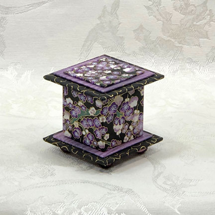 Purple Cherry Washi Covered Box, 3"x3" (brim to brim); 3.38" tall picture