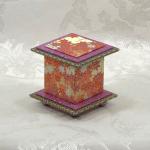 Leaves on Purple Washi Covered Box, 3"x3" (brim to brim); 3.38" tall