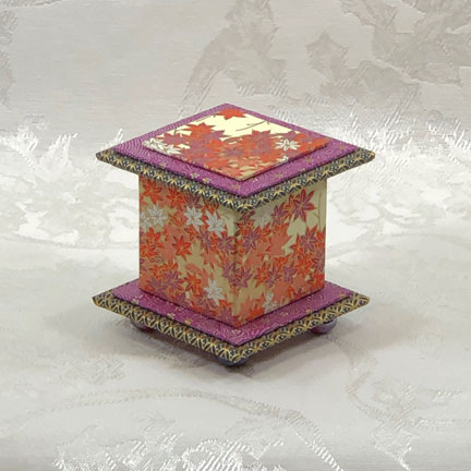 Leaves on Purple Washi Covered Box, 3"x3" (brim to brim); 3.38" tall