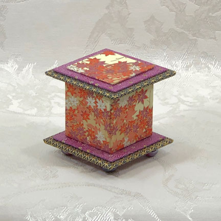 Leaves on Purple Washi Covered Box, 3"x3" (brim to brim); 3.38" tall picture