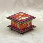 Leaves on Purple Washi Covered Box, 3"x3" (brim to brim); 2" tall