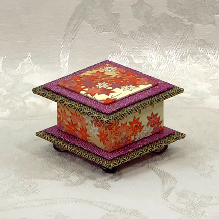 Leaves on Purple Washi Covered Box, 3"x3" (brim to brim); 2" tall picture