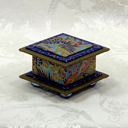 Jungle At Midnight Washi Covered Box, 3"x3" (brim to brim); 2" tall