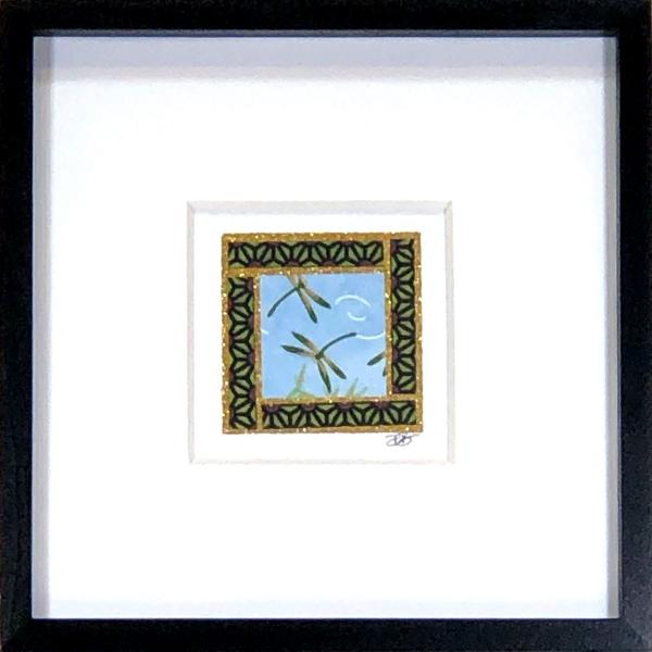 Dragonfly 001  - 6"x6" Framed, Matted Washi Mosaic picture