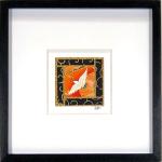 Orange Crane 001  - 6"x6" Framed, Matted Washi Mosaic