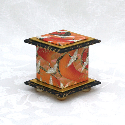 Orange Crane Washi Covered Box, 3"x3" (brim to brim); 3.38" tall picture