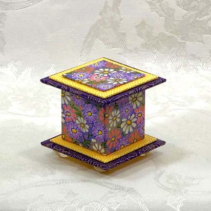 Purple Happy 2 Washi Covered Box, 3"x3" (brim to brim); 3.38" tall