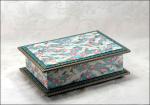 Cranes on Teal Washi Covered Box, 9.75" x 6.75" (brim to brim); 3.5" tall