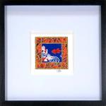 Goldfish 001  - 6"x6" Framed, Matted Washi Mosaic