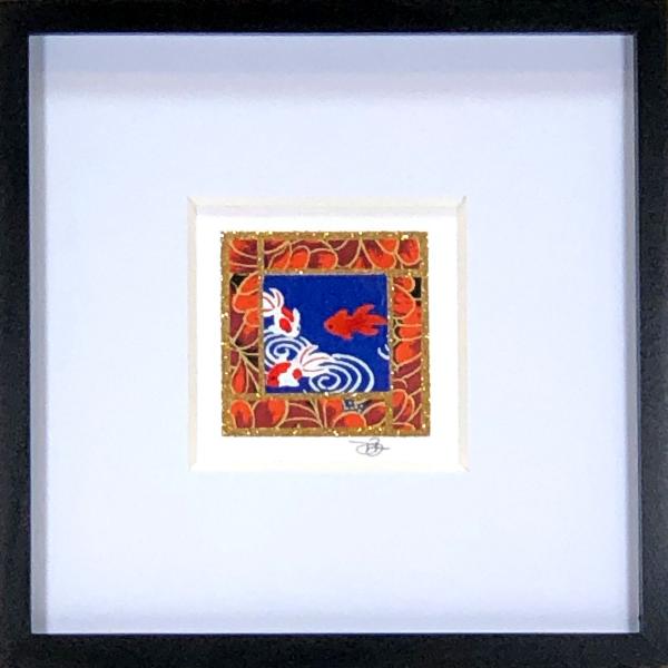 Goldfish 001  - 6"x6" Framed, Matted Washi Mosaic