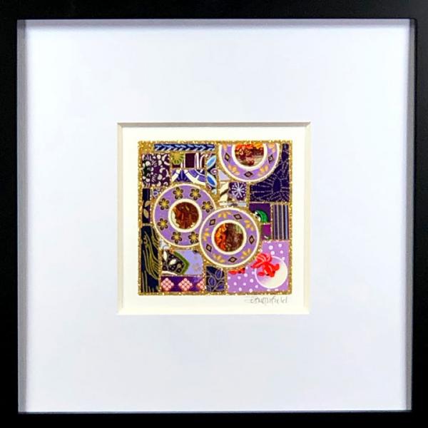 Purple Coins And Pieces II - 8"x8" Framed, Matted Washi Mosaic
