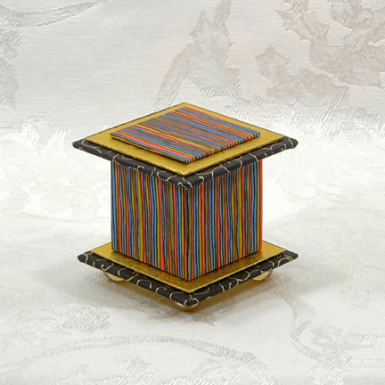 Earthy Stripes Washi Covered Box, 3"x3" (brim to brim); 3.38" tall