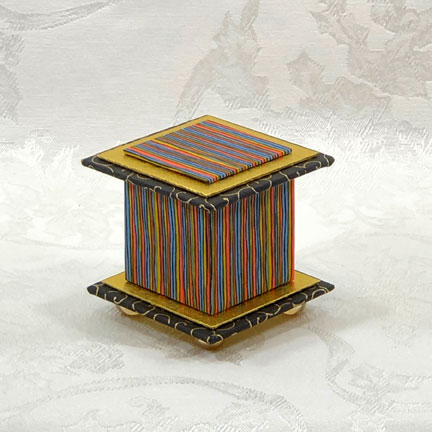 Earthy Stripes Washi Covered Box, 3"x3" (brim to brim); 3.38" tall picture