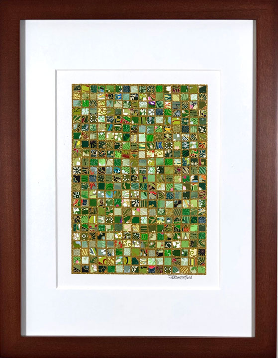 Spring Thaw - 9"x12" Framed, Matted Washi Mosaic