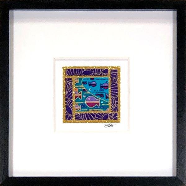 Pisces 005  - 6"x6" Framed, Matted Washi Mosaic