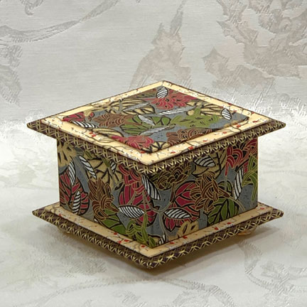 Tribal Washi Covered Box, 4.5"x 4.5" (brim to brim); 3.25" tall picture