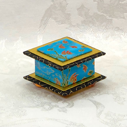 Underwater Washi Covered Box, 3"x3" (brim to brim); 2" tall