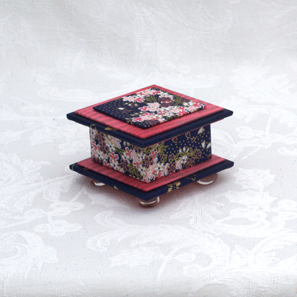 Beautiful Blossom Stream Washi Covered Box, 3"x3" (brim to brim); 2" tall picture