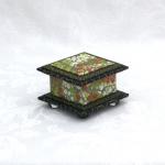 Green Cherry Washi Covered Box, 3"x3" (brim to brim); 2" tall