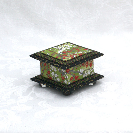 Green Cherry Washi Covered Box, 3"x3" (brim to brim); 2" tall picture