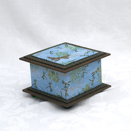 Dragonfly Washi Covered Box, 4.5"x 4.5" (brim to brim); 3.25" tall picture