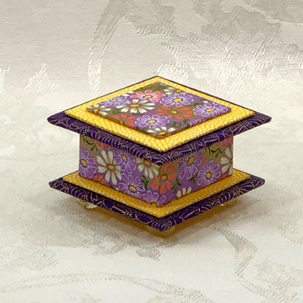 Purple Happy Washi Covered Box, 3"x3" (brim to brim); 2" tall