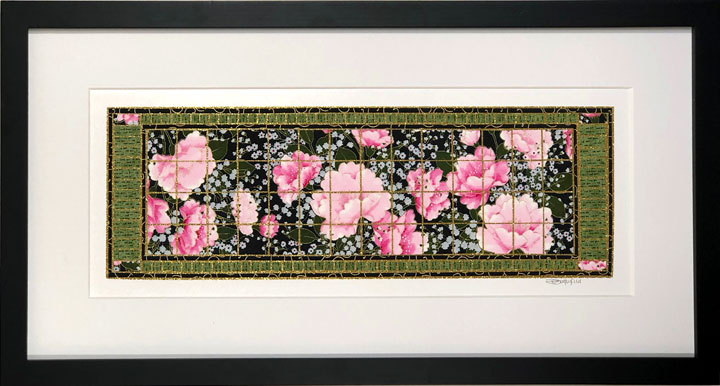 Maesy's Garden - 10" x 20" Framed, Matted Washi Mosaic