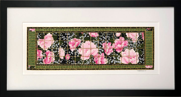 Maesy's Garden - 10" x 20" Framed, Matted Washi Mosaic picture