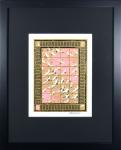 Pink Crane Special - 11"x14" Framed, Matted Washi Mosaic