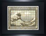 Gray Wave - 14" x 18" Framed, Matted Washi Mosaic