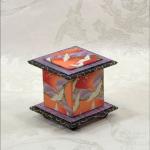 Salmon Crane Stream Washi Covered Box, 3"x3" (brim to brim); 3.38" tall