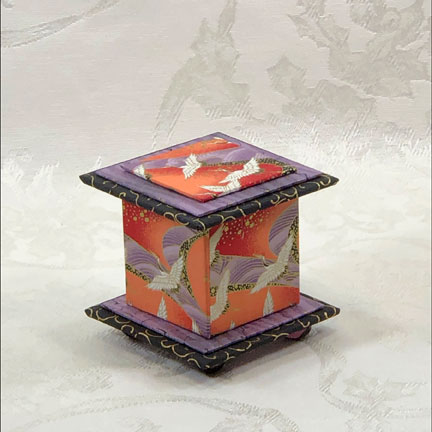 Salmon Crane Stream Washi Covered Box, 3"x3" (brim to brim); 3.38" tall picture