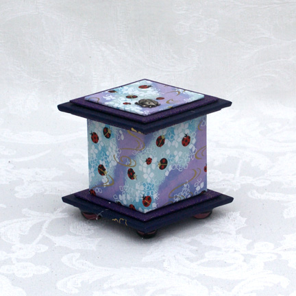 Ladybug Washi Covered Box, 3"x3" (brim to brim); 3.38" tall