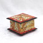 Yellow Cherry Washi Covered Box, 4.5"x 4.5" (brim to brim); 3.25" tall