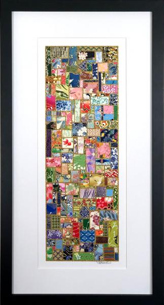 Bits And Pieces - 10" x 20" Framed, Matted Washi Mosaic