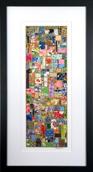 Bits And Pieces - 10" x 20" Framed, Matted Washi Mosaic