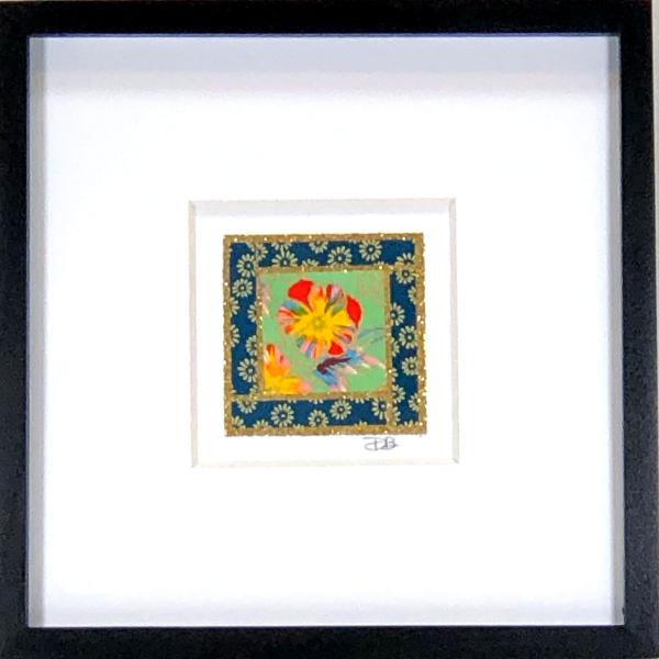Vintage Flower 001  - 6"x6" Framed, Matted Washi Mosaic