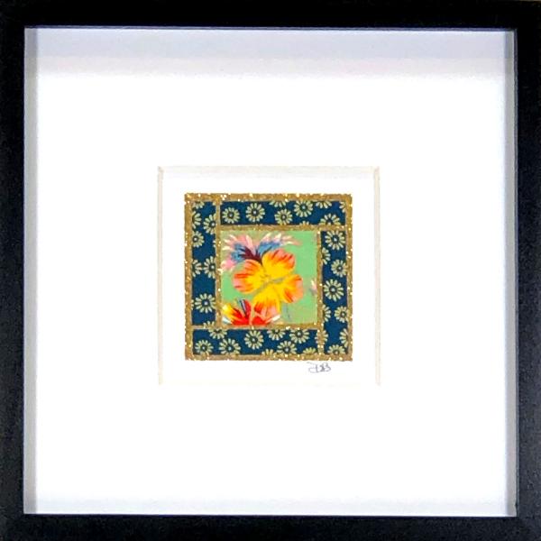 Vintage Flower 002  - 6"x6" Framed, Matted Washi Mosaic picture