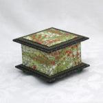 Green Cherry Washi Covered Box, 4.5"x 4.5" (brim to brim); 3.25" tall