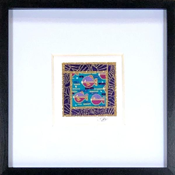 Pisces 003  - 6"x6" Framed, Matted Washi Mosaic