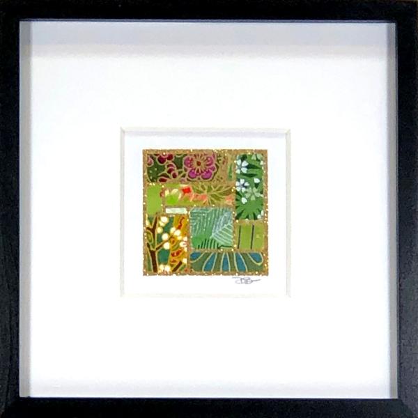 Greens 002  - 6"x6" Framed, Matted Washi Mosaic
