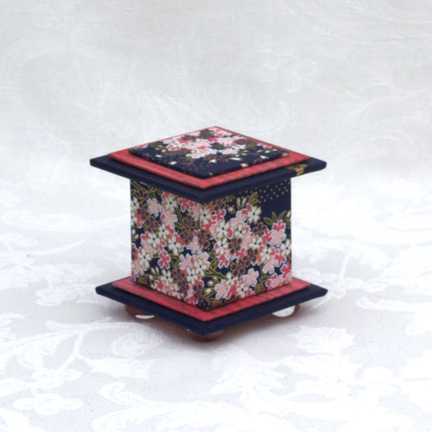 Beautiful Blossom Stream Washi Covered Box, 3"x3" (brim to brim); 3.38" tall